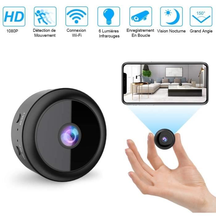 Mini Camera Espion WiFi,Full HD 1080P de Surveillance de Sécurité Bébé Caméra Cachée Spy sans Fil avec Vision Nocturne et Détection