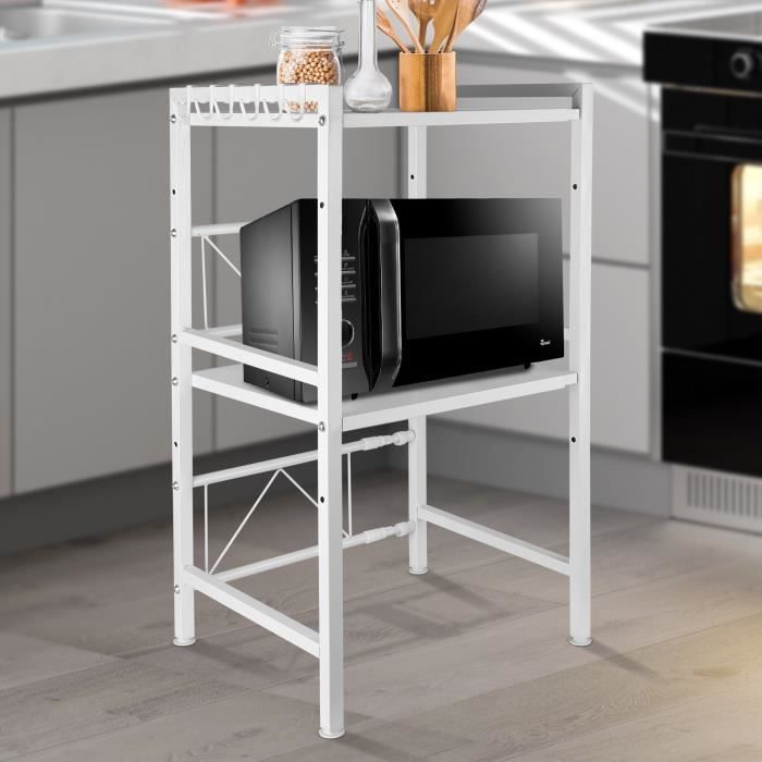 Etagère double blanche pour micro-ondes en acier au carbone - GOLDCMN - MEUBLE A EPICES - 64x36x78cm
