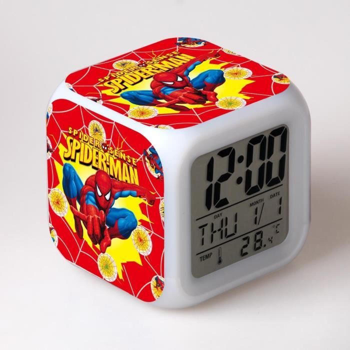 Réveil Spiderman Digital Clock 7 couleurs changeantes Spider Man LED Réveil  Belle Cartoon Veilleuse Réveil pour enfants : : Cuisine et Maison