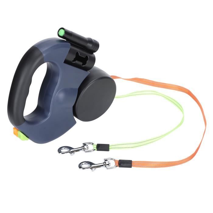 ZJCHAO Laisse rétractable pour chien Double laisse de marche pour animaux de compagnie Laisse réfléchissante rétractable pour
