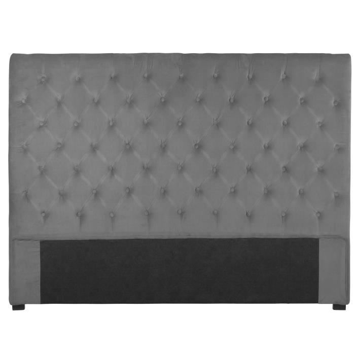Tête de lit capitonnée 180 cm velours gris Amélie ...