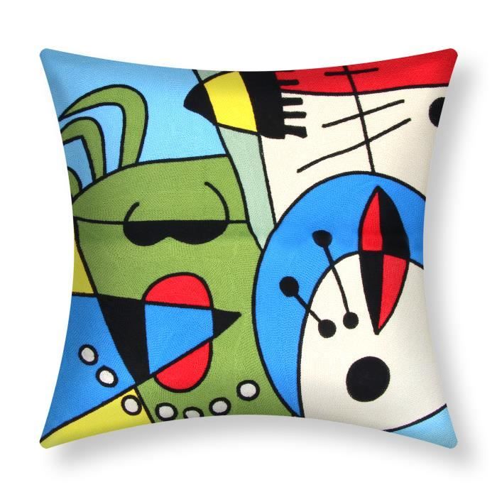 Housses de Coussin - AVIZAR - Lot de 2 - 45x45 cm - Brodées - Multicolore - Intérieur Housses de Coussin - AVIZAR - Lot de 2 - 45x45 cm - Brodées - Multicolore - Intérieur