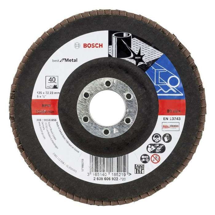 Disque à lamelles BOSCH 125mm Grain 80 Alésage 22.23mm - vue 2