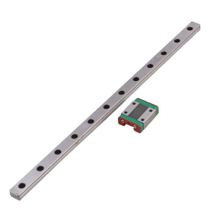 /équipement de mesure de pr/écision de petite taille largeur de 12 mm Rail de guidage lin/éaire de 500 mm avec bloc coulissant pour /équipement automatique rail de glissi/ère lin/éaire l/éger etc