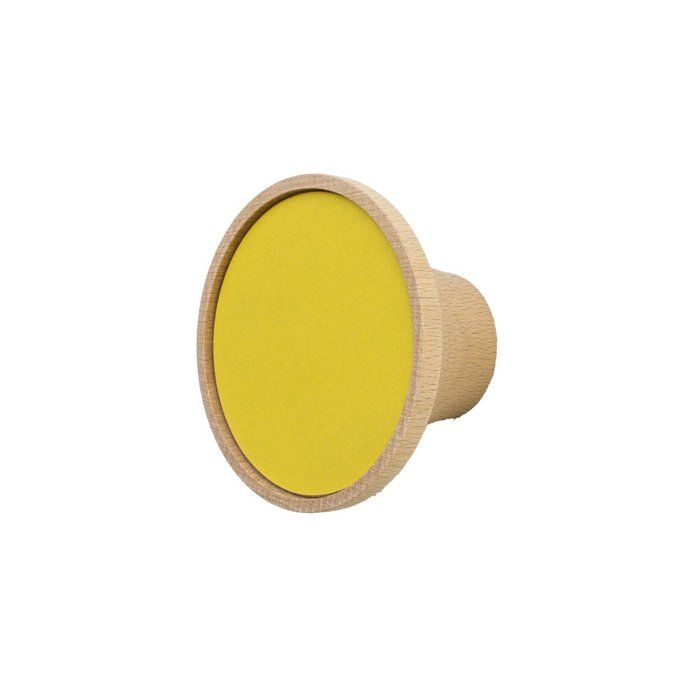 Patère ronde en bois de hêtre L5 cm 5 cm X X CaliCosy Jaune