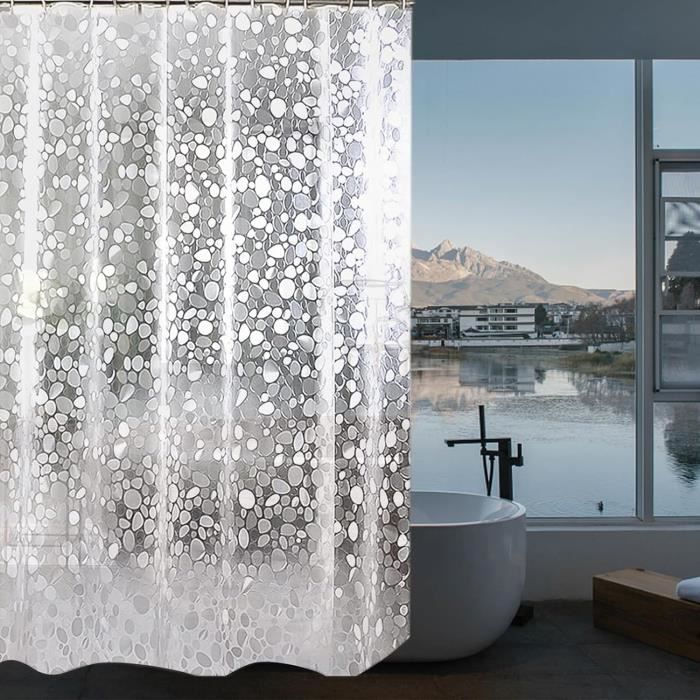 Rideau De Douche AntiMoisissure, 180 X 200 Cm Semi Transparent Rideau De Baignoire Imperméable