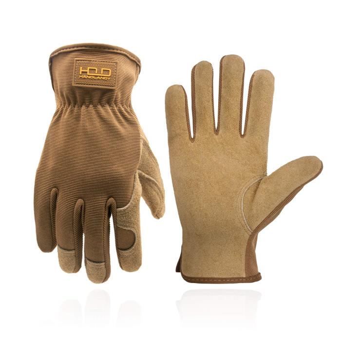 Gants De Travail En Cuir Fleur - Paire - Blanc - Protection Antidérapante - Pour Professionnels
