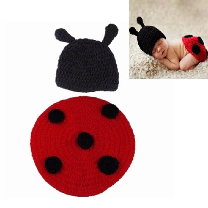 Uposao Bébé Noël Photographie Vêtements, Costume De Photographie Bébé Infantile Crochet Tricot pour Photo Shoot Infantile Accessoires pour Bébé Garçon Fille 0 à 6 Mois