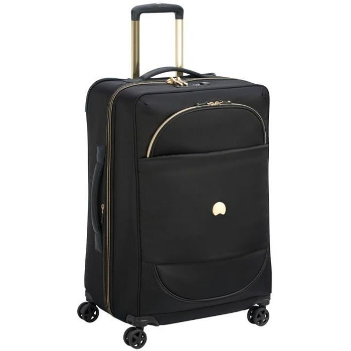 DELSEY - MONTROUGE - Valise trolley souple - Noir - taille L - V : 69.91 L - 69 x 42 x 33 cm