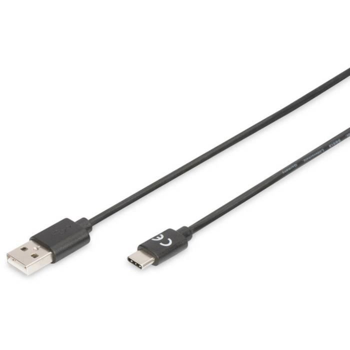 Digitus ASSMANN Electronic AK-300154-010-S câble USB 1 m 2.0 USB A USB C Noir (USB Type-C Anschlusskabel, 1m - USB Type-C Anschlussk
