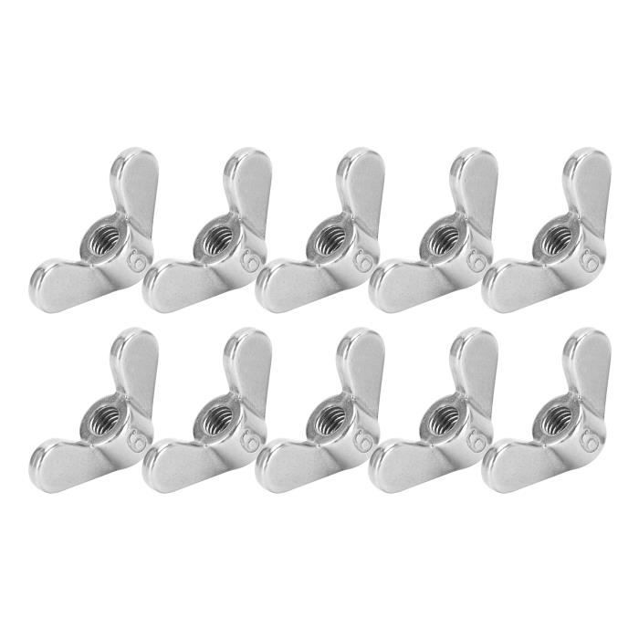 10 écrous papillons à oreilles M4 - AILETTES FORME AMERICAINE - INOX A2