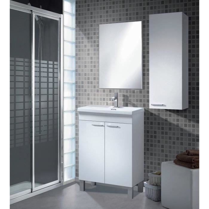 dmora colonne de salle de bains dmonald, meuble colonne pour salle de bain avec 1 porte et 1 étagère, 30x25h85 cm, blanc brillant