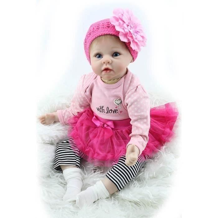 Duyaer Poupee Poupon Bebe Reborn Silicone Yeux Bleus 1 2kg 55cm Pink L0762 Cdiscount Jeux Jouets