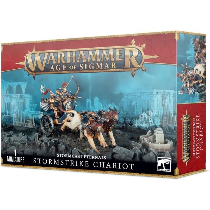 Figurine Games Workshop Warhammer AoS - Stormcast Eternals Char Foudroyeur - Bleu/Doré/Beige - 32 pièces