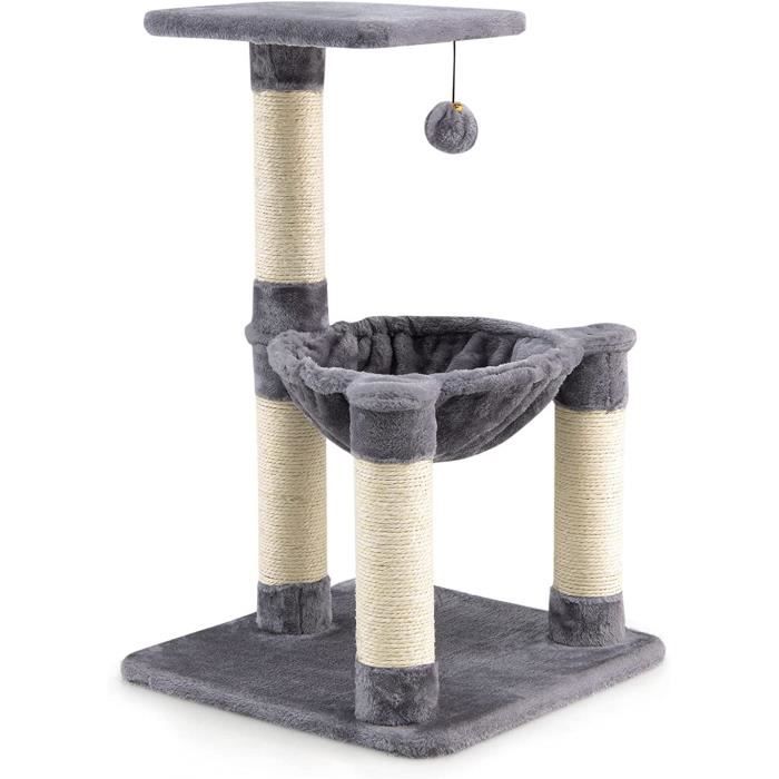 Meilleurs prix pour GOPLUS Arbre à Chat 64 CM en Bois Recouvert Peluche, Poteaux en Sisal, Nid Confortable, Boule Suspendue, Gris