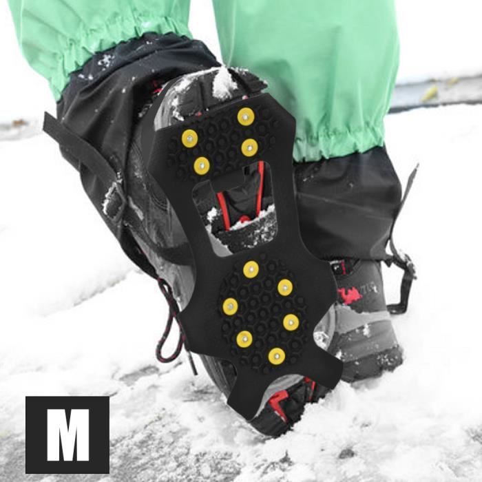 Crampons Antidérapants Pour Chaussures – 22 Pointes, Acier Martensitique/TPE, Tailles S/M/L, Pour Glace, Neige, Randonnée