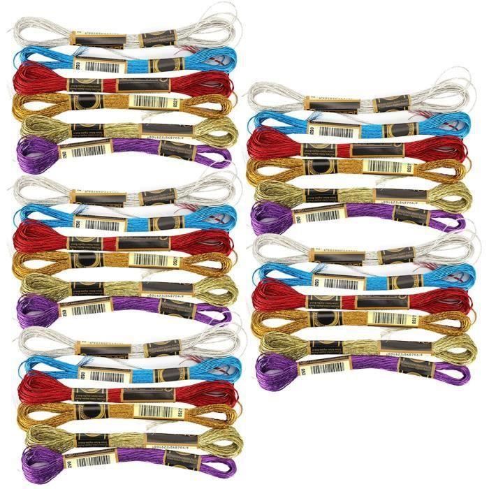 BB0363030pcs Fil de Point de Croix Tressé Brillant de Broderie 6 Couleurs Faits à Main
