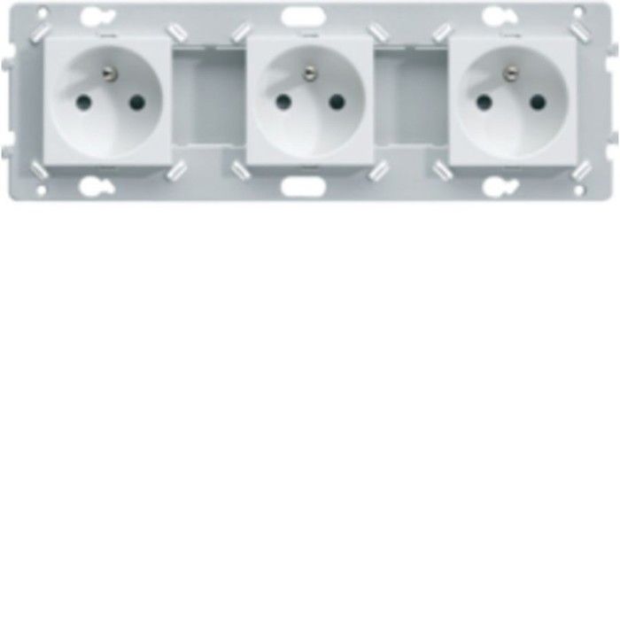 Prise triple 2P+T - HAGER - Essensya WE123 - 16 A - Blanc RAL 9010