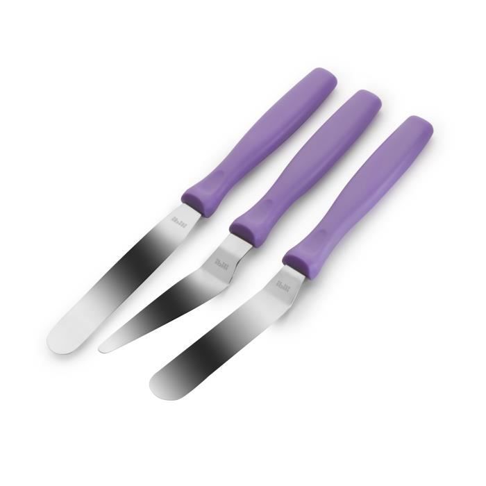 SET 3 MINI - SPATULES MINI INOX 18/10 - MANCHE PLASTIQUE - PASSE AU LAVE-VAISSELLE - LONGUEUR 10 CM
