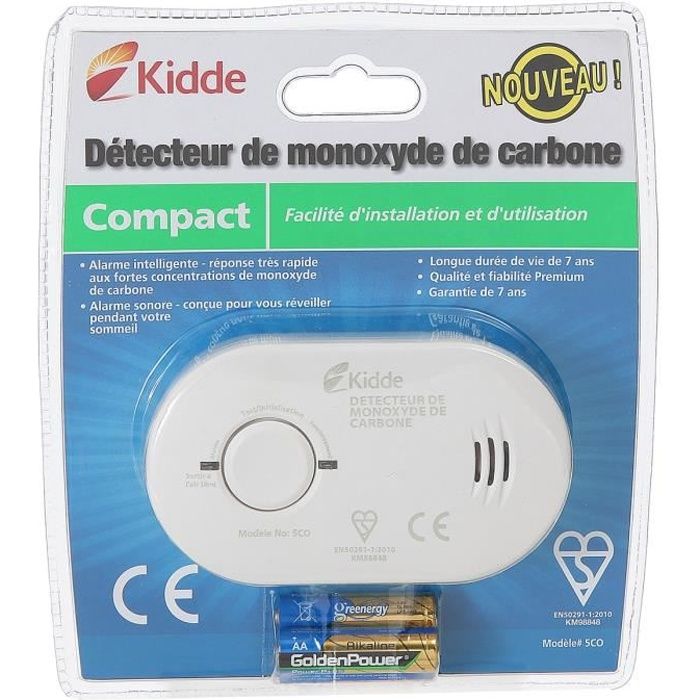 1 Kidde 7/ COC D/étecteur de monoxyde de carbone alarme affichage num/érique marque certifi/é