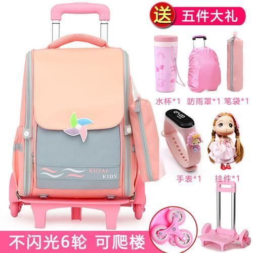 Cartable à Roulettes Enfant Galaxy Bleu - Grand Sac à Dos Trolley 3pcs Pour Garçons Filles, Sac Cabine Voyage 30x23x46cm