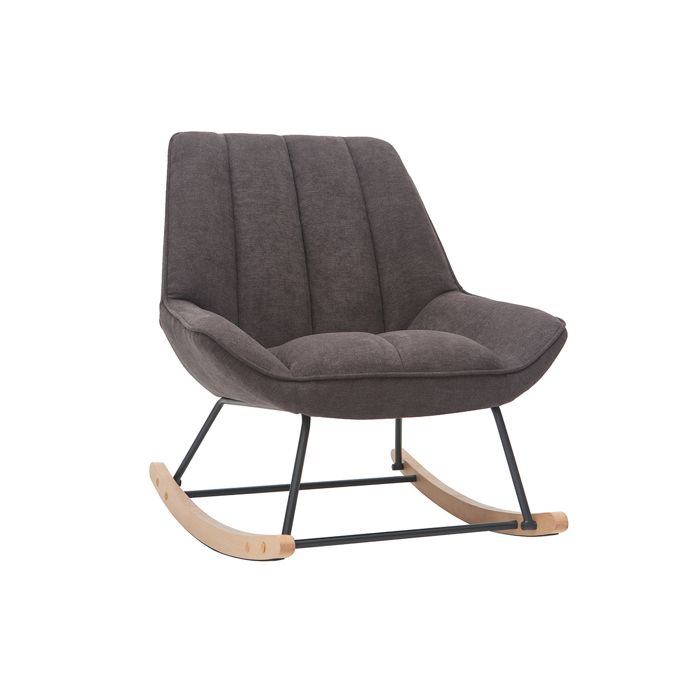 Miliboo - Rocking chair design en tissu effet velours gris foncé, métal ...