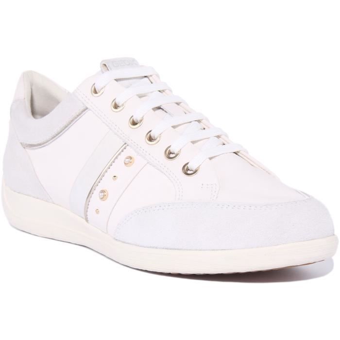 Baskets Femme - GEOX - D Myria - Cuir - Blanc - Lacets