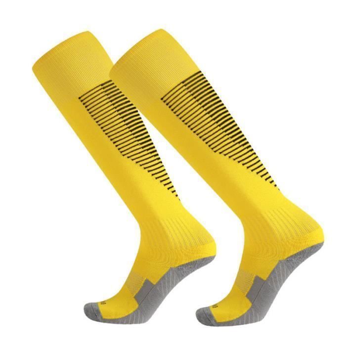 Chaussettes de Football Enfant 1 Paire Chaussettes de Sport Protection Respirantes Antidérapant - Jaune