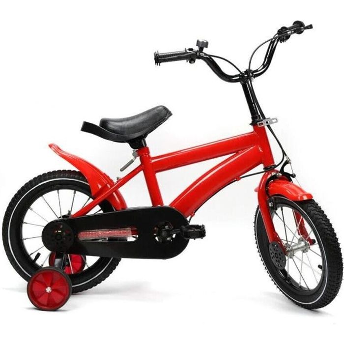 Vélo pour enfants - Rouge - 14 pouces - Avec roues d'entraînement