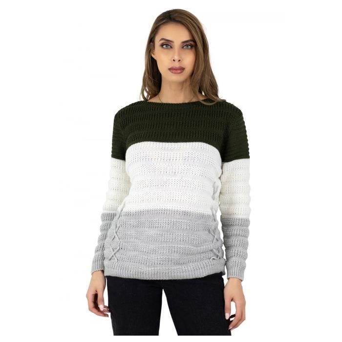 pull grosse maille vert