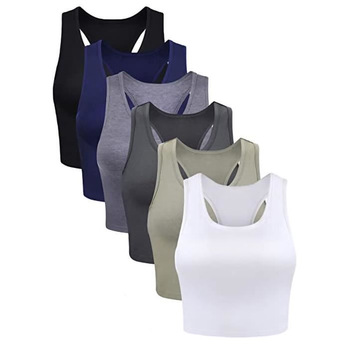 BESPORTBLE Lot De 6 Débardeurs Athlétiques Enfants – Gilets Respirants Basket Foot, Bleus, 49x29,5cm