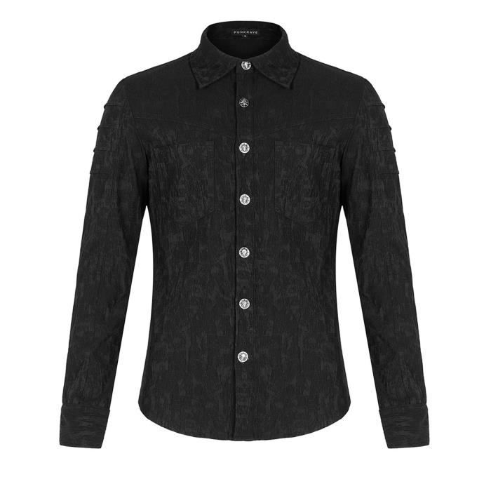 Chemise homme en jacquard noir a poches gothique casual rock Punk Rave Noir Cdiscount Pret a Porter