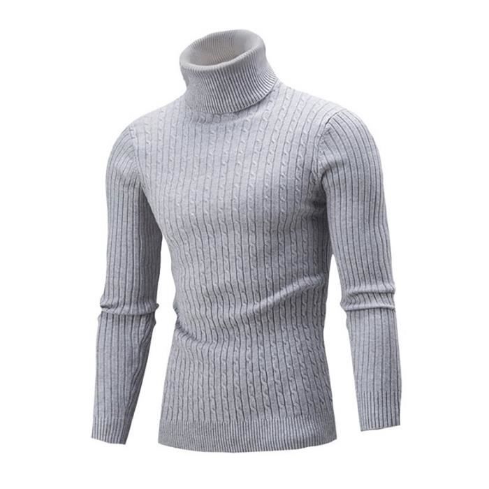 Pull Col Rond Homme – Manches Longues, Coupe Slim Fit, Tissu Polyester épais, Pour L'hiver, Basique Et Chaud