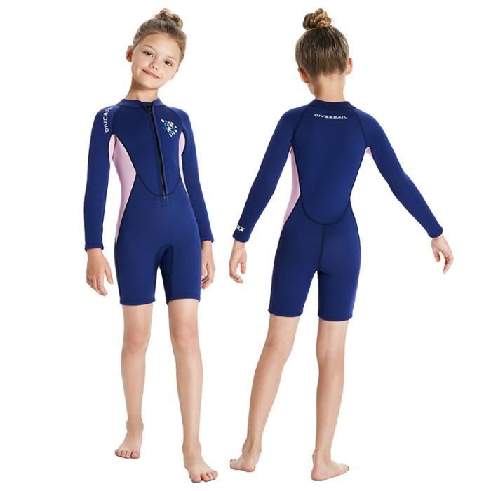 2.5MM Néoprène Combinaison Plongée Filles Enfants Thermique UV 50+ Maillot de Bain Ultra Stretch Wetsuit pour Surf Natation