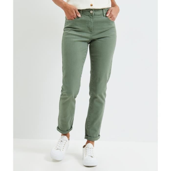 GRAIN DE MALICE Jean de couleur femme Kaki Cdiscount Pret a Porter