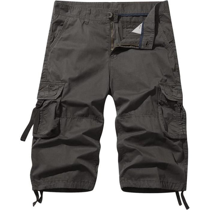 WSLCN Men's Summer Retro Baggy Cargo Camo Shorts Bermuda Cotton Outdoor