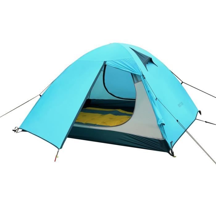 OUTAD Tente ultralégère avec tapis de sol de camping étanche en silicone à  double couche pour 3 personnes & famille-bleu - Cdiscount Sport