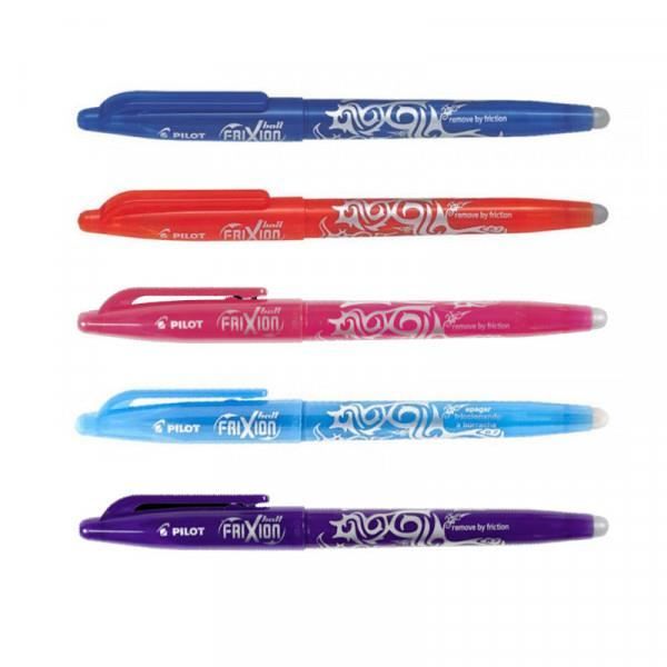 Lot de 5 stylos FriXion Ball pointe moyenne 0.7mm bleu orange rose