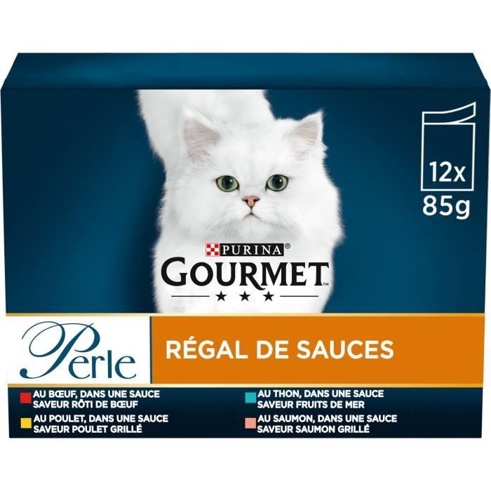 Meilleurs prix pour LOT DE 2 - PURINA GOURMET - Perle Régal de Sauces en Sauce Pâtée pour chat - paquet de 12 sachets de 85 g