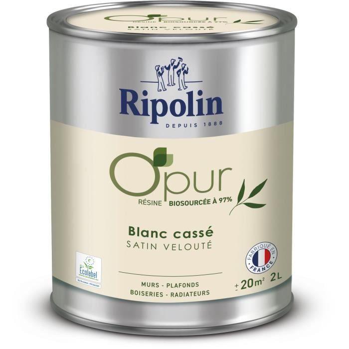 Ripolin Peinture OPUR murs boiseries & radiateurs - 472823 - Blanc cassé - Satin veloute - 2 L