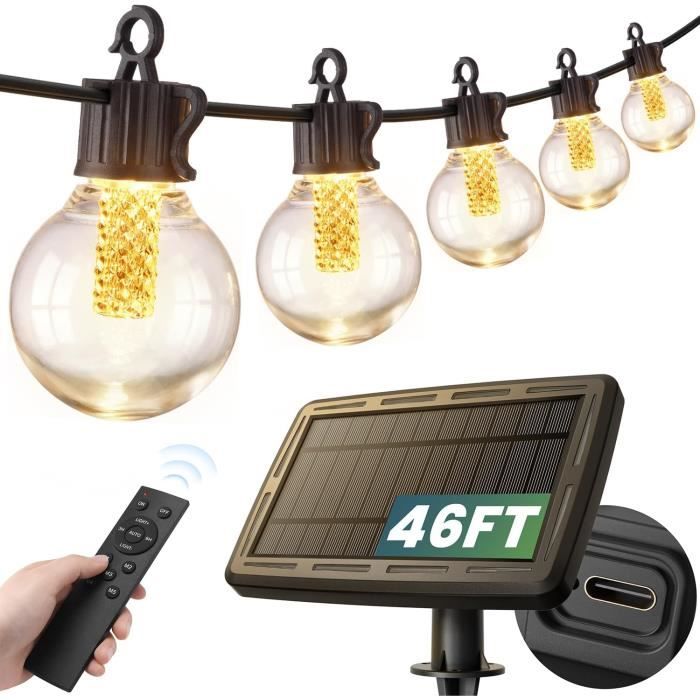 Chaîne lumineuse solaire LED, 10x ampoules, corde de chanvre, L 570 cm | ETC Shop: lampes, mobilier, technologie. Tout d'une source. | ETC Shop