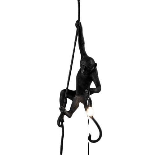 suspension extérieure singe suspendu h80cm noir seletti - lampe en forme de singe - marcantonio raimondi malerba