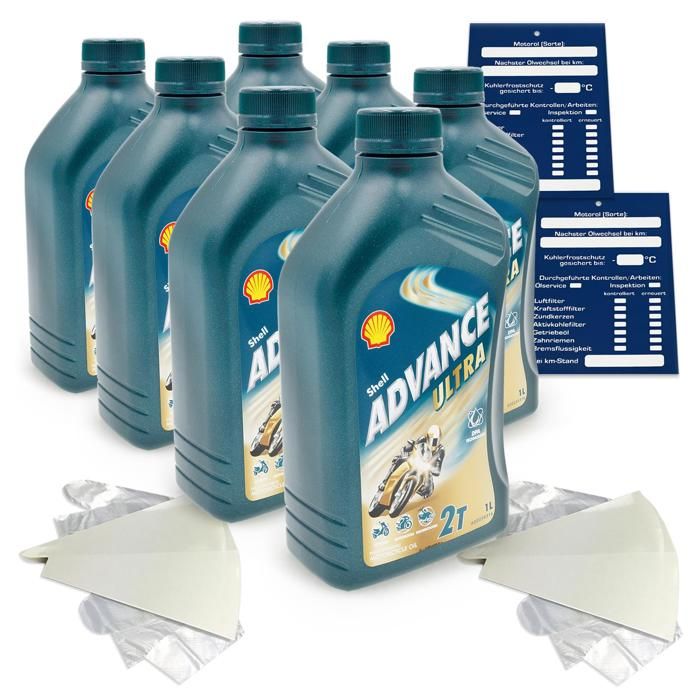 7 litres d'huile originale SHELL Advance Ultra 2T Huile moteur 2 temps