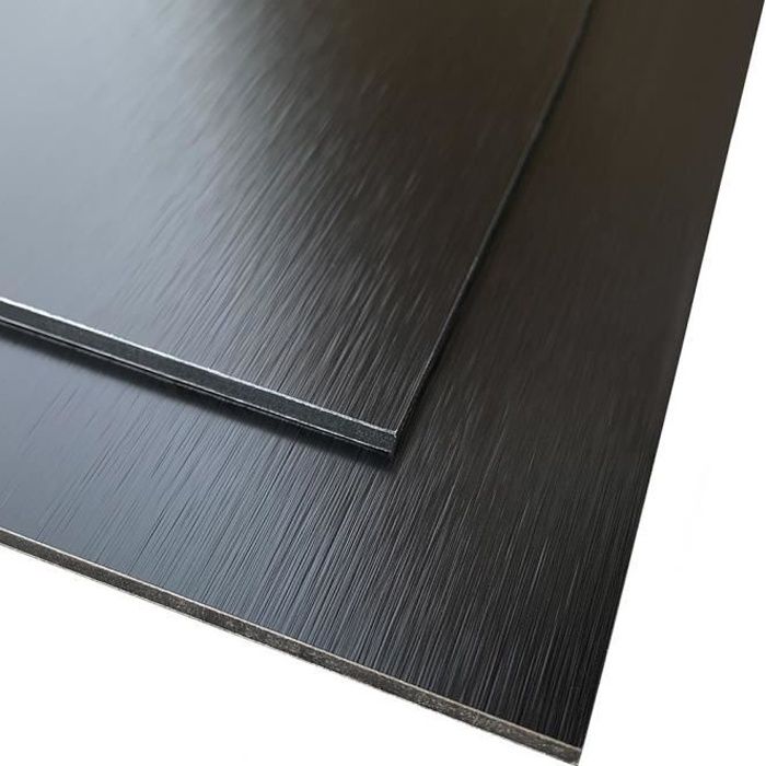 Panneau Composite Aluminium Brossé Noir et Cuivre Reversible 3mm 100 x 200 mm