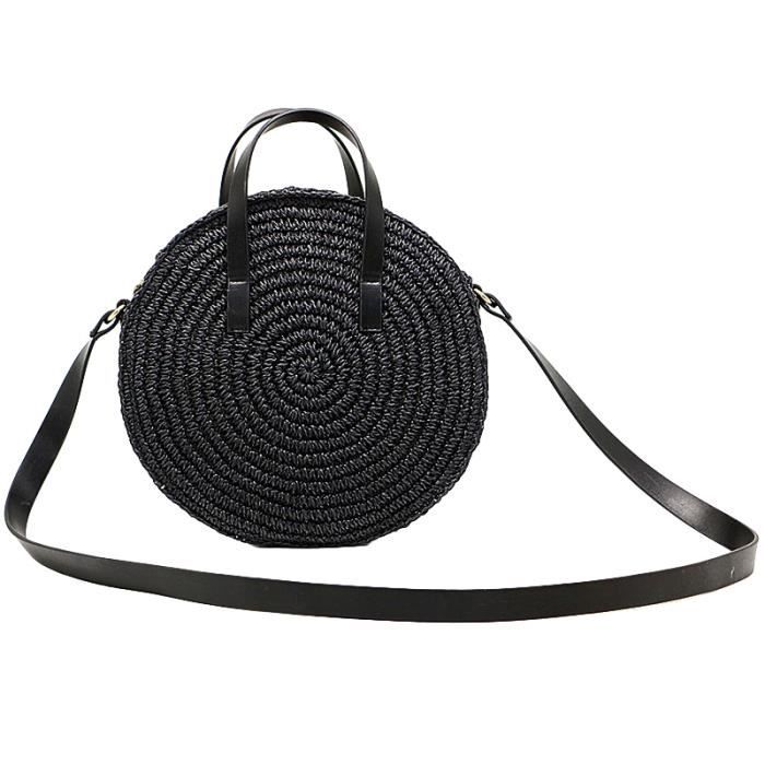 Bandoulière Paille été Sac En Paille Rond ISIYINER Style Boho