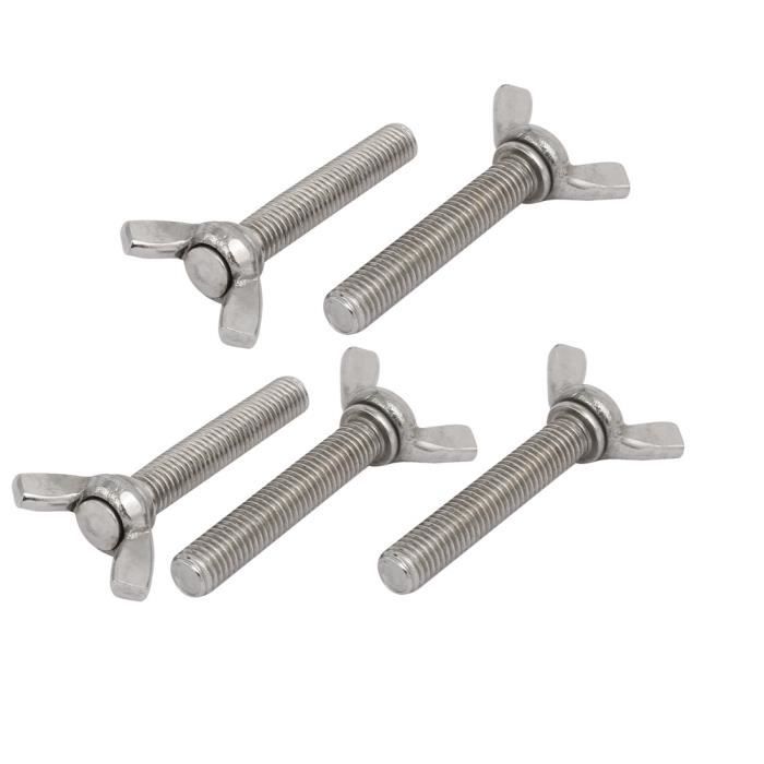 sourcing map M10x55mm Haut 1,5mm Acier INOX 201 vis /à vis Aile Papillon 10pcs
