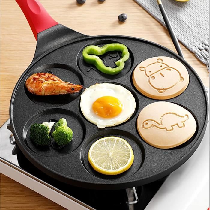 Poêle à Pancakes - 7 Moules Animaux Antiadhésifs, Compatible Gaz Et Électrique | Idéal Pour Enfants, Petit Déjeuner Fun - 7