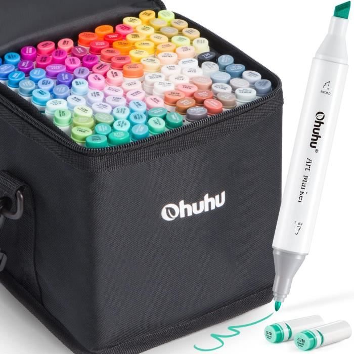 OHUHU – stylos marqueurs permanents de couleurs, 40/60/80/100/120/320,  double pointe Fine et large, fournitures artistiques - AliExpress