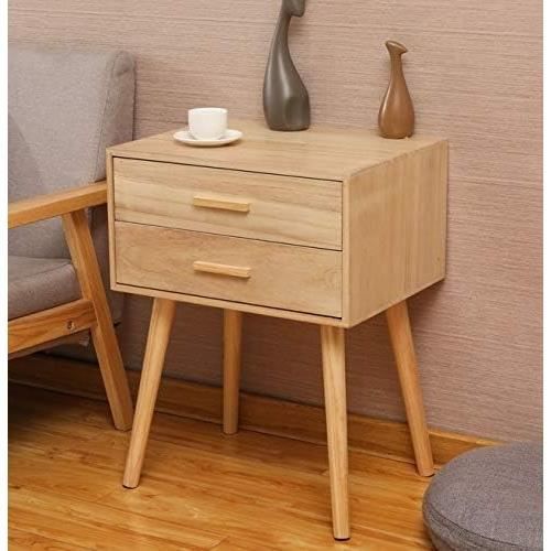 Yaheetech Lot De 2 Tables De Chevet Scandinaves Avec Tiroir - Brun Clair, Design Moderne