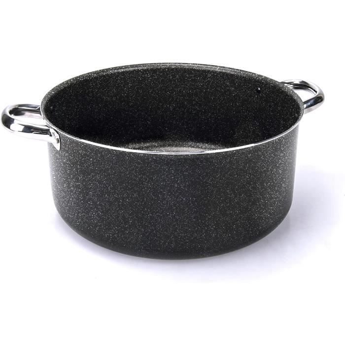 Wok Pan Moneta Etnea Wok 28 Cm - Zwart, Aluminium Met Steenlook Coating | Voor Alle Warmtebronnen (Geen Inductie) Aluminium Wok 28 Cm